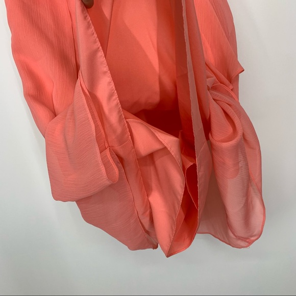 David’s Bridal Crinkle Chiffon Coral Dress Sweetheart Neck Bridesmaid Nwt Size 4 - Picture 7 of 16
